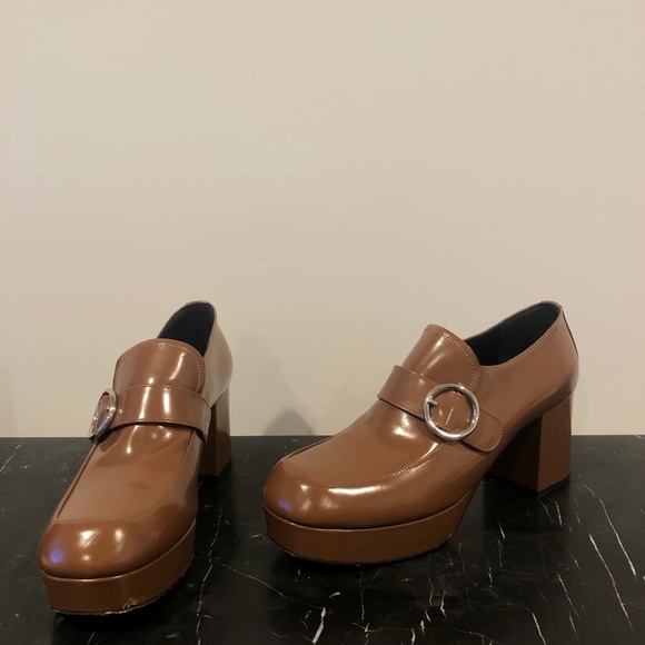 Prada Leather Buckle Block Heels - Picture 2 of 10
